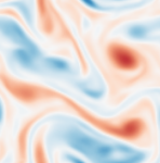 PDE-JEPA prediction of the same out-of-distribution vorticity field
